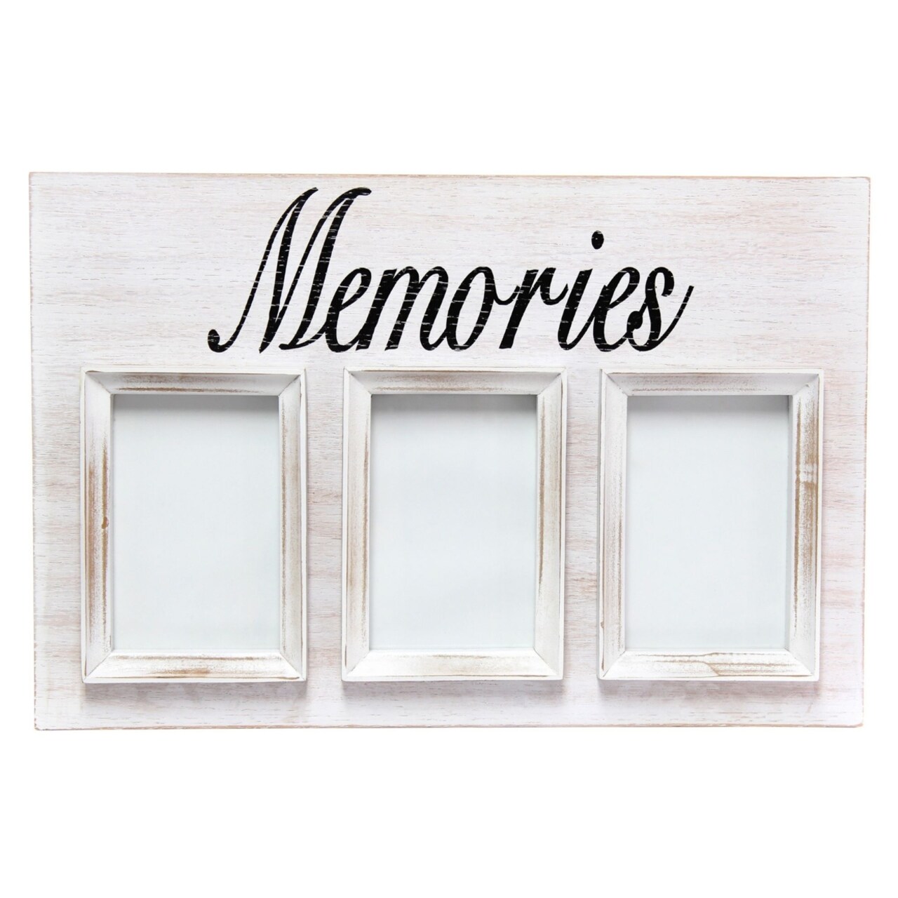Elegant Designs 3 Photo Collage Frame 4x6 Picture Frame, White Wash "Memories"